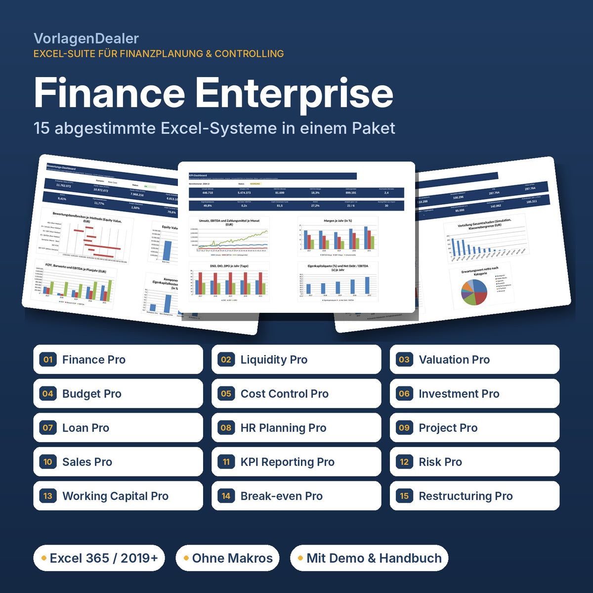 Finance Enterprise – 15 Excel-Systeme für Finanzplanung und Controlling im Überblick