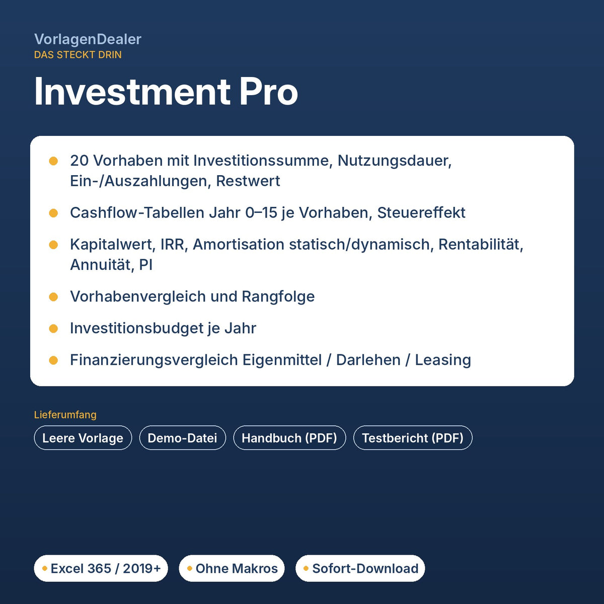Investment Pro – Funktionen und Lieferumfang